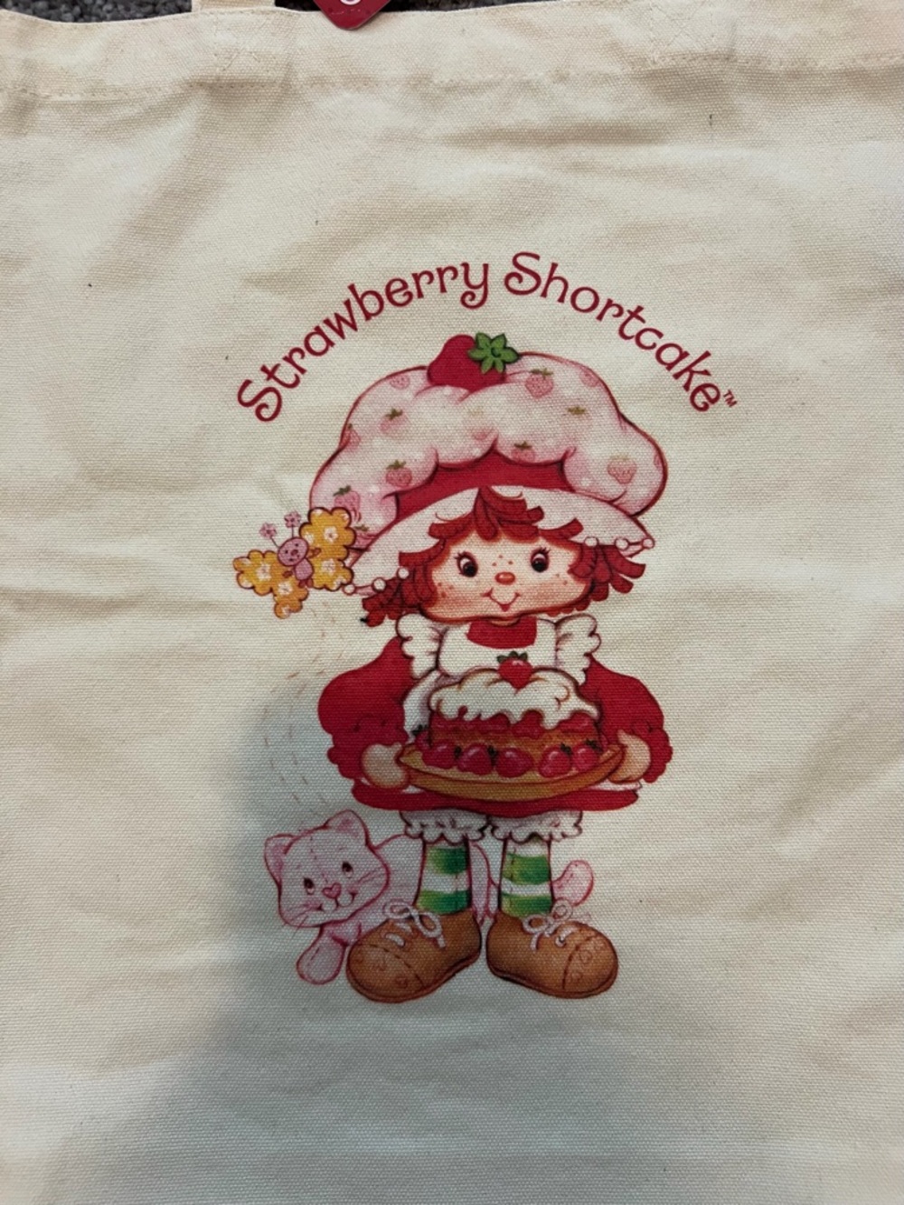 Strawberry Shortcake Cream Canvas Tote NWT - Picture 3 of 6